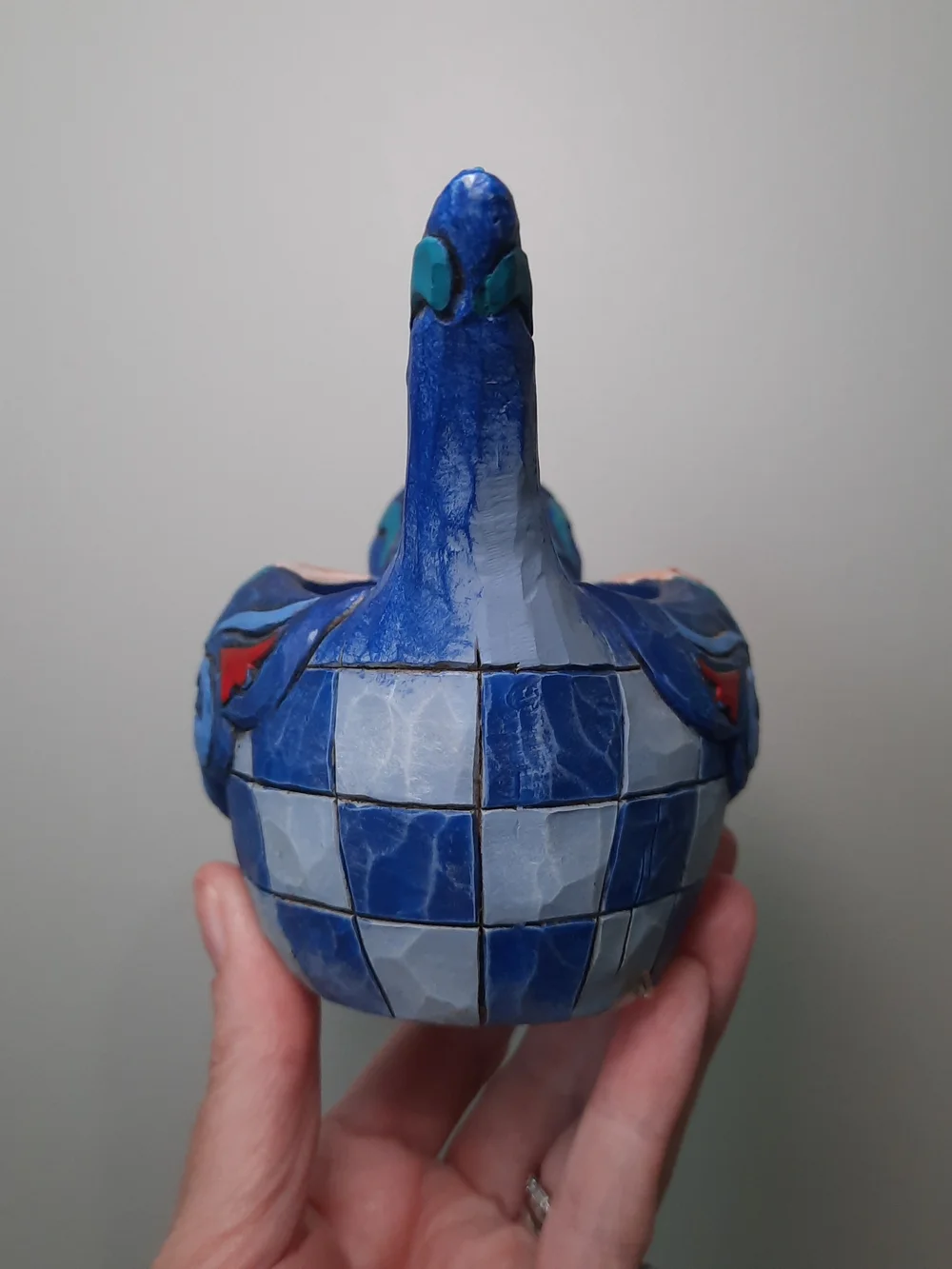 Jim Shore Blue Bird Votive Holder with Red and Teal Floral Accents 2009
